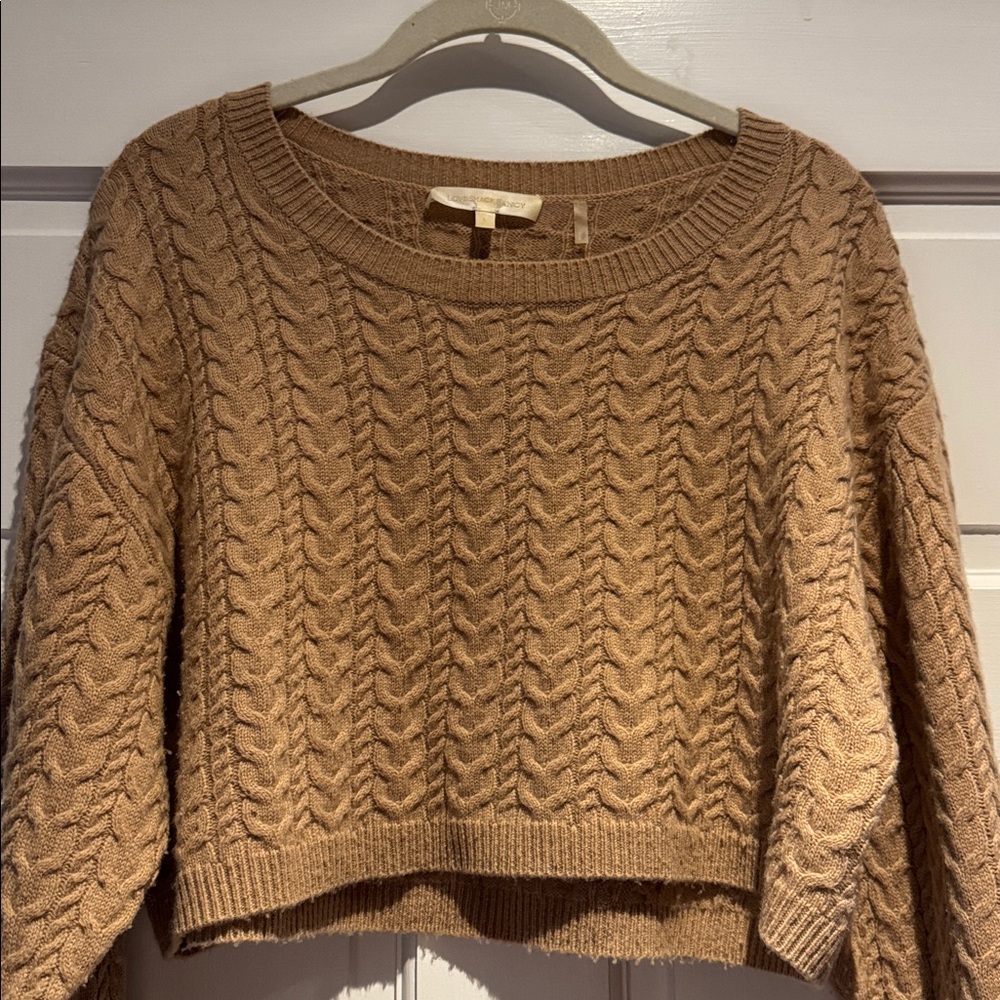 LoveShackFancy Cable Knit Cropped Sweater - Beige